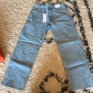 Topshop Straight jeans with raw hem